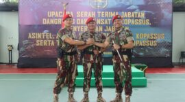 Upacara Serah Terima Jabatan Dangrup 3 dan Dansat 81 Kopassus, Asintel, Aspers dan Asren Kopassus. (Foto: HarianBorneo/MF/HO)