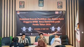 Suasana sosialisasi daerah pemilihan dan alokasi kursi Anggota DPRD Kota Samarinda pada Pemilu Tahun 2024. (Foto: Ist)