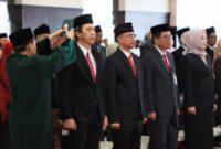 Prosesi pelantikan dan pengambilan sumpah/janji Pejabat Tinggi Pratama di Kantor Gubernur Kaltim. (Foto: Ist)