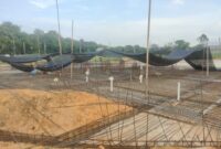Pembangunan wahana waterboom di Pulau Kumala. (Foto: Ist)