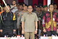 Anggota DPRD Kaltim, Yusuf Mustafa, saat menghadiri upacara HUT Korps Brimob Ke 78 di Balikpapan. (Foto: Ist)