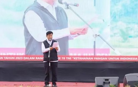 Sambutan Sekkab Sunggono dalam penutupan Karya Bakti TNI 2023. (Foto: Ist)