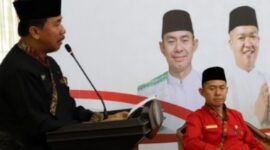Sekda Kukar Sunggono membacakan sambutan Bupati Kukar Edi Damansyah dalam kegiatan ekspose pelaksanaan MTQ ke-44 Tingkat Kabupaten Kukar Tahun 2023. (Foto: Ist)