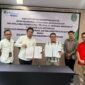 Penandatanganan Perjanjian Kerja Sama (PKS) DPMD Kukar dengan BPJS Ketenagakerjaan. (Foto: Ist)