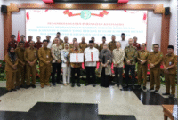 Penandatanganan kerja sama Pemkab Kukar dan PT Tirta Carbon Indonesia terkait perdagangan karbon. (Foto: Ist)